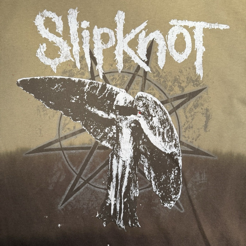 Slipknot Shirt Mens XL Tan Brown Ombre Dip Dye Graphic Band Tee Heavy Metal